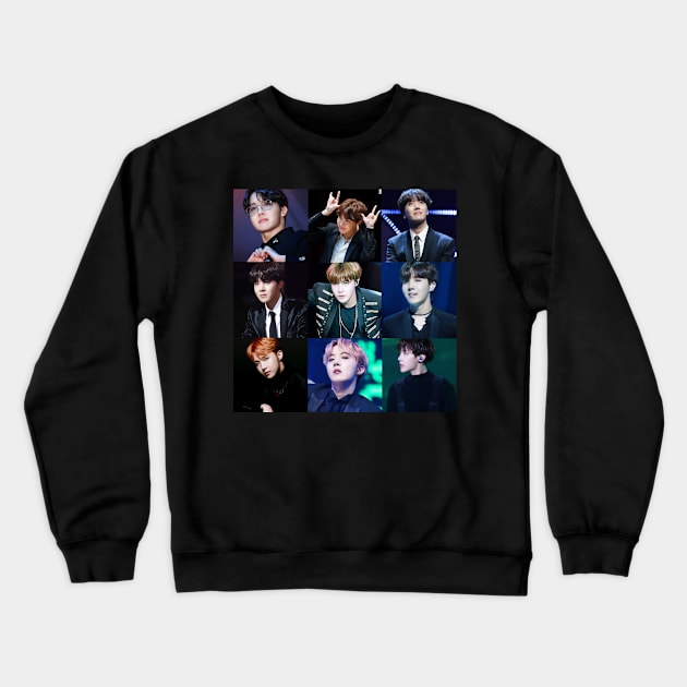 J Hope BTS Collage in black Crewneck Sweatshirt by Athira-A